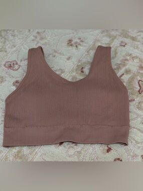 aerie Ribbed Scoop Bralette in Mauve Pink